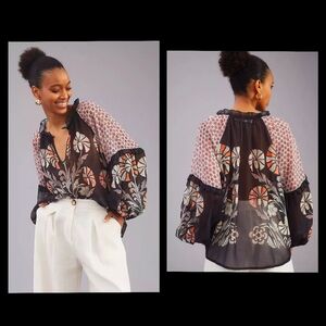 NWT Anthro Floral Patterned Sheer Women's Top XS